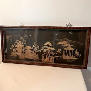 Chinese cork carving art, aka cork sculpture or cork diorama. Vintage. Unique